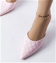 Lambert rožinės dygsniuotos stiletto šlepetės