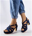 Monjeau tamsiai mėlyni smailianosiai sandalai