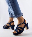 Monjeau tamsiai mėlyni smailianosiai sandalai