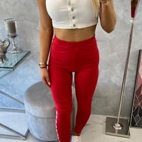 Raudonos Brooklyn Leggings“ kelnės