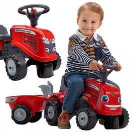 Traktorius Baby Massey Ferguson raudonas su priekaba + accc. Nuo 1 metų