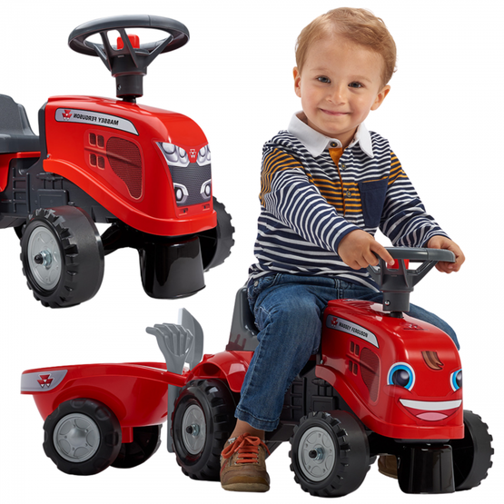 Traktorius Baby Massey Ferguson raudonas su priekaba + accc. Nuo 1 metų