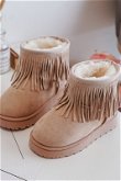 Sniego batai su vilnos pamušalu ir dekoratyviniais kutais vaikams Smėlio spalvos Nimia