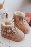 Sniego batai su vilnos pamušalu ir dekoratyviniais kutais vaikams Smėlio spalvos Nimia