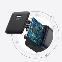 mažas USB greitasis įkroviklis C tipo PD 25W ES kištukas, juodas (L-P251)