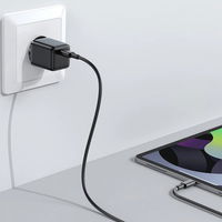 mažas USB greitasis įkroviklis C tipo PD 25W ES kištukas, juodas (L-P251)