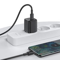mažas USB greitasis įkroviklis C tipo PD 25W ES kištukas, juodas (L-P251)