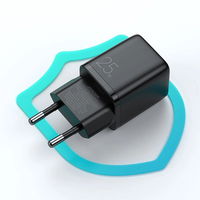 mažas USB greitasis įkroviklis C tipo PD 25W ES kištukas, juodas (L-P251)