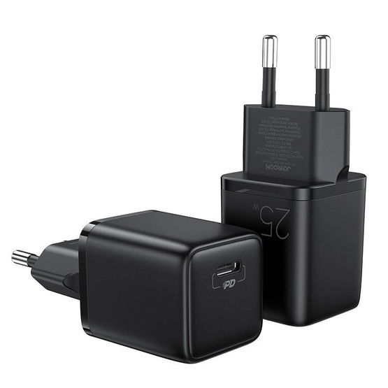 mažas USB greitasis įkroviklis C tipo PD 25W ES kištukas, juodas (L-P251)