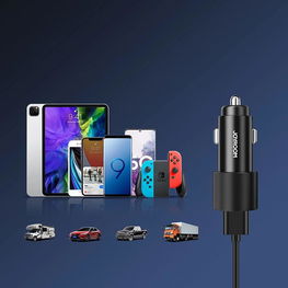 automobilinis įkroviklis 2 x USB su apšvietimu 24W, juodas (JR-CL10)