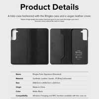 Ringke Folio Signature odinis atverčiamas dėklas Samsung Galaxy S22+ (S22 Plus), juodos spalvos (FSS118R262)