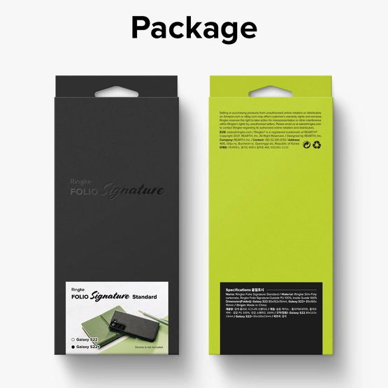 Ringke Folio Signature odinis atverčiamas dėklas Samsung Galaxy S22+ (S22 Plus), juodos spalvos (FSS118R262)