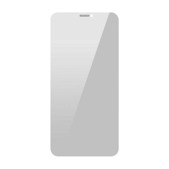 Baseus grūdintas stiklas iPhone 11 Pro Max / iPhone XS Max privatumo apsauga nuo šnipinėjimo (privatumas) su garsiakalbio dangteliu + pozicionieriumi (SGBL061702) (pritaikytas prie dėklo)