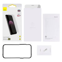 Baseus grūdintas stiklas iPhone 11 Pro Max / iPhone XS Max privatumo apsauga nuo šnipinėjimo (privatumas) su garsiakalbio dangteliu + pozicionieriumi (SGBL061702) (pritaikytas prie dėklo)