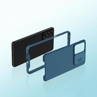 Nillkin CamShield Pro Case šarvuotas dėklas fotoaparato dangtelis Samsung Galaxy A73 mėlynas