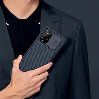 Nillkin CamShield Pro Case šarvuotas dėklas fotoaparato dangtelis Samsung Galaxy A73 mėlynas