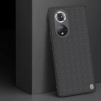 Nillkin Textured Case patvarus sustiprintas dėklas su gelio rėmeliu ir nailonine nugarėle Honor 50 Pro juodas
