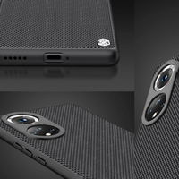 Nillkin Textured Case patvarus sustiprintas dėklas su gelio rėmeliu ir nailonine nugarėle Honor 50 Pro juodas