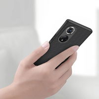 Nillkin Textured Case patvarus sustiprintas dėklas su gelio rėmeliu ir nailonine nugarėle Honor 50 Pro juodas