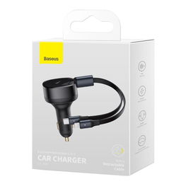 Baseus Enjoyment automobilinis įkroviklis 2in1 30W, juodas (CGTX000001)