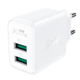 Acefast tinklo įkroviklis 2x USB 18W QC 3.0, AFC, FCP baltas (A33 baltas)
