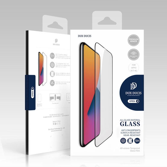 9D grūdintas stiklas Oppo A17 9H grūdintas stiklas su juodu rėmeliu