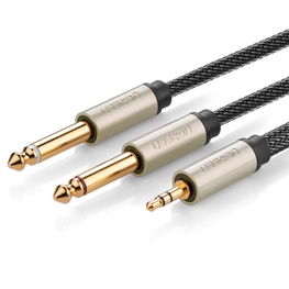 garso kabelis mini jack 3,5 mm - 2 x jack 6,35 mm 1 m pilkas (AV126)