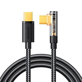 USB C kampinis kabelis - USB C greitam įkrovimui ir duomenų perdavimui, 100 W, 1,2 m, juodas (S-CC100A6)