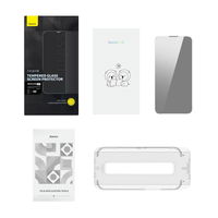 Baseus privatumo grūdintas stiklas iPhone 14 Pro visam ekranui 0,3 mm privatumo Anti Spy filtras + montavimo rėmelis