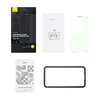 Baseus grūdintas stiklas iPhone 14 Pro Max visam ekranui su Anti Blue Light filtru ir 0,3 mm garsiakalbio dangteliu + tvirtinimo rėmelis