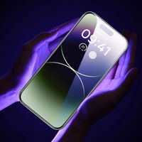 Baseus grūdintas stiklas iPhone 14 Pro Max visam ekranui su Anti Blue Light filtru ir 0,3 mm garsiakalbio dangteliu + tvirtinimo rėmelis