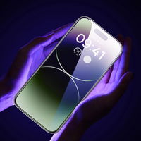 Baseus viso ekrano grūdintas stiklas iPhone 14 Pro su Anti Blue Light filtru ir 0,3 mm garsiakalbio dangteliu + tvirtinimo rėmelis