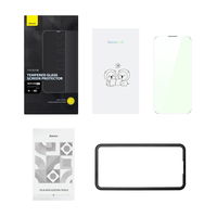 Baseus viso ekrano grūdintas stiklas iPhone 14 Pro su Anti Blue Light filtru ir 0,3 mm garsiakalbio dangteliu + tvirtinimo rėmelis