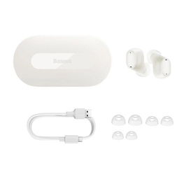 TWS Bluetooth 5.3 belaidės ausinės Baseus Bowie EZ10 - baltos spalvos