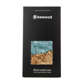 Bewood Unique Uranium medžio ir dervos dėklas iPhone 15 Plus - mėlynas ir baltas