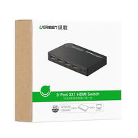 Jungiklis skirstytuvas skirstytuvas HDMI jungiklis - 3x HDMI 3D 4K 7,5 Gbps 36 bitų vienam kanalui juodas (40234)