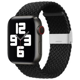 Dirželis Audinys juosta laikrodžiui 9 / 8 / 7 / 6 / SE / 5 / 4 / 3 / 2 (41mm / 40mm / 38mm) Pintas audinio dirželis Laikrodžio apyrankė juoda (5)