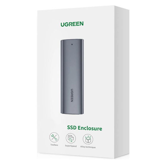 Kietojo disko įlanka M.2 B-Key SATA 3.0 5Gb/s pilka + C tipo USB kabelis (CM400)