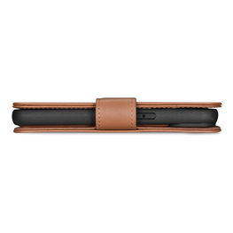 iCarer piniginės dėklas 2in1 iPhone 14 Pro odinis flip dėklas su apsauga nuo RFID, rudos spalvos (WMI14220726-BN)