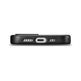 iCarer Case odinis dangtelis iPhone 14 Plus tikros odos dėklas, juodas (suderinamas su MagSafe )
