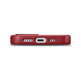 iCarer Case odinis natūralios odos dėklas, skirtas iPhone 14 Plus , raudonas (suderinamas su MagSafe )