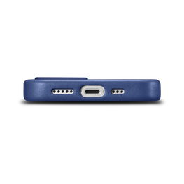 iCarer Case odinis dangtelis iPhone 14 Plus , mėlynos spalvos, iš natūralios odos (suderinamas su MagSafe )
