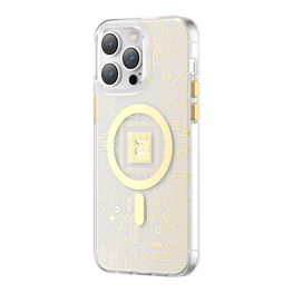 Kingxbar PQY Geek serijos magnetinis dėklas skirtas iPhone 14 Plus MagSafe gold