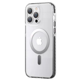 Kingxbar PQY Ice Crystal serijos magnetinis dėklas iPhone 14 MagSafe pilkas