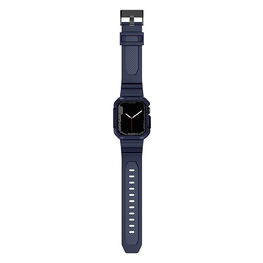 Kingxbar CYF106 2in1 šarvuotas dėklas Apple Watch SE, 9, 8, 7, 6, 5, 4, 3, 2, 1 (41, 40, 38 mm) su mėlynos spalvos dirželiu