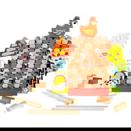 Falling Hen medinio ūkio žaidimas Jenga