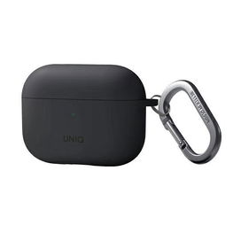 Uniq dėklas Nexo AirPods Pro 2 gen + ausų kabliukai Silikoninis pilkas/apvaliai pilkas