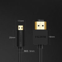 HDMI kabelis - micro HDMI kabelis 19 kontaktų 2.0v 4K 60Hz 30AWG 1,5 m juodas (30102)
