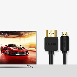 HDMI kabelis - micro HDMI kabelis 19 kontaktų 2.0v 4K 60Hz 30AWG 1,5 m juodas (30102)