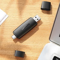 adapteris SD / micro SD kortelių skaitytuvas (USB C), juodas (CM304)